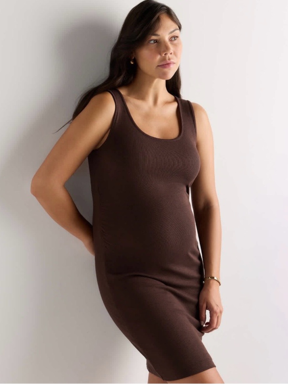 Scoop Neck Tank Dress - Brown - Picture 1 of 4